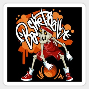 Graffiti Style Skeleton Dribbling Basketball Sticker